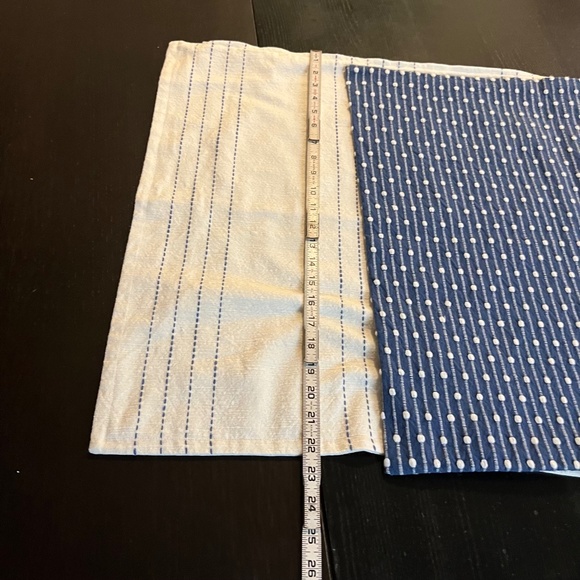 Matching Pillow Shams- Navy, White, Light blue pick stitch and dot 22x22 - Picture 4 of 7